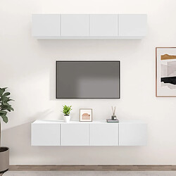 Maison Chic Meubles TV 4 pcs | Banc TV Moderne pour salon | Meuble de Rangement Blanc 80x30x30 cm Bois d'ingénierie -MN82189