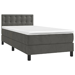 Avis Maison Chic Lit adulte- Lit + matelas,Sommier à lattes de lit et matelas Gris foncé 90x200 cm Velours -GKD90687