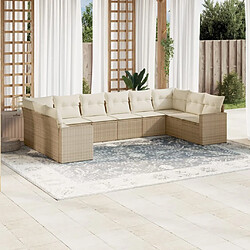 Maison Chic Salon de jardin avec coussins 10 pcs | Ensemble de Table et chaises | Mobilier d'Extérieur beige résine tressée -GKD27537