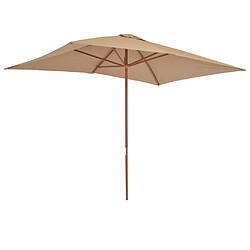 Avis vidaXL Parasol d'extérieur avec mât en bois 200 x 300 cm taupe