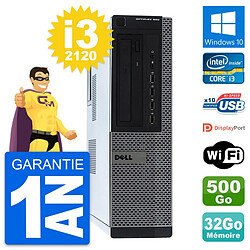 PC Dell OptiPlex 990 DT Intel i3-2120 RAM 32Go Disque Dur 500Go Windows 10 Wifi - Occasion