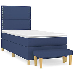 vidaXL Sommier à lattes de lit avec matelas Bleu 90x190 cm Tissu