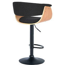 Avis Decoshop26 Tabouret de bar design moderne siège réglable en hauteur et pivotant en tissu noir coque en bois et métal noir 10_0005454