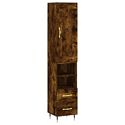 vidaXL Buffet haut Chêne fumé 34,5x34x180 cm Bois d'ingénierie