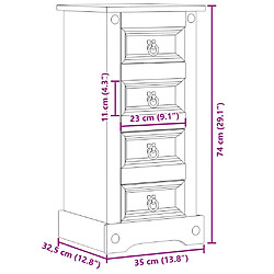 vidaXL Table de chevet Corona 35x32,5x74 cm bois de pin massif pas cher