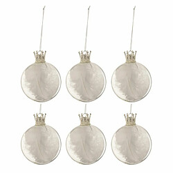 Paris Prix Lot de 6 Boules de Noël Couronne 8cm Blanc