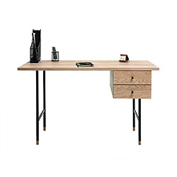 Mes Bureau 2 tiroirs 112x60x76 cm chêne et noir