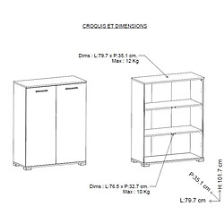 Avis Dansmamaison Buffet 2 portes Noir mat/Chêne clair - ZILY