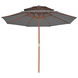 Avis Helloshop26 Parasol double avec mât en bois 270 cm anthracite 02_0008439