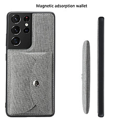 Coque en TPU + PU Peau à absorption magnétique mobile gris pour votre Samsung Galaxy S21 Ultra 5G