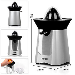 Duronic JE6 SR Presse-agrume électrique compact en inox de 100W - Bec verseur - 2 Cônes interchangeables - Idéal pour jus d'agrumes, citrons et oranges