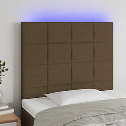 Maison Chic Tête de lit scandinave à LED,meuble de chambre Marron foncé 90x5x118/128 cm Tissu -MN44302