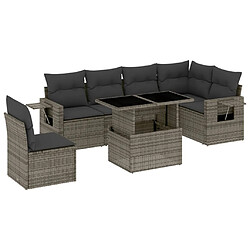 vidaXL Salon de jardin avec coussins 7 pcs gris résine tressée