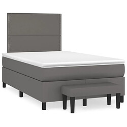 Maison Chic Lit adulte- Lit + matelas,Sommier à lattes de lit avec matelas gris 120x190 cm similicuir -GKD33822