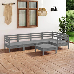 Maison Chic Salon de jardin 6 pcs - Table et chaises d'extérieur - Mobilier/Meubles de jardin Moderne Bois de pin massif Gris -MN20533