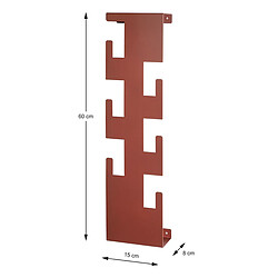 Pegane Garderobe murale, Patère murale en métal coloris rouge -longueur 15 x profondeur 8 x hauteur 60 cm