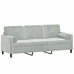 Avis Maison Chic Canapé 3 places avec oreillers,Sofa de Salon,Canapé droit gris clair 180 cm velours -GKD568932