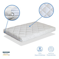 Dormalit Matelas Bébé Berceau 75x52 Epaisseur 7 CM MINI CARAMEL - Déhoussable, Noyau en mousse perforée et Respirant