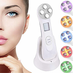 Chrono Dispositif de beauté ultrasonique, 5in1 dispositif multifonctionnel de beauté faciale, 6 modes Appareil de massage de mésothérapie de machine de beauté de LED