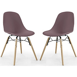 ICONIK INTERIOR Chaise de Salle à Manger - Design Scandinave - Pieds en Bois - Lot de 2 - Skögur Taupe