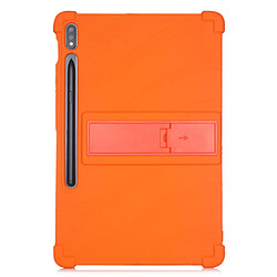 Coque en silicone Multicolore avec béquille coulissante orange pour votre Samsung Galaxy Tab S7 Plus