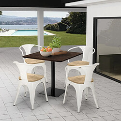 Ahd Amazing Home Design ensemble table horeca 90x90cm bar restaurant et 4 chaises style dunmore - Blanc