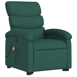 Avis vidaXL Fauteuil inclinable de massage Vert foncé Tissu