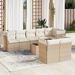 Maison Chic Salon de jardin avec coussins 9 pcs | Ensemble de Table et chaises | Mobilier d'Extérieur beige résine tressée -GKD46204