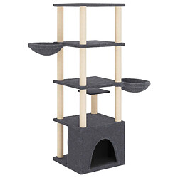 Avis Helloshop26 Arbre à chat meuble tour grimper jouet grattage grattoir escalade plateforme avec griffoirs en sisal foncé 147 cm gris 02_0022666