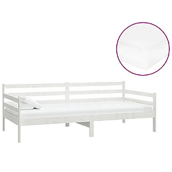 vidaXL Lit de repos avec matelas 90x200 cm Blanc Bois de pin massif