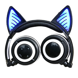 Wewoo Pour iPhone, Galaxy, Huawei, Xiaomi, noir LG, HTC et autres smartphone Pliable sans fil Bluetooth V4.2 Glowing Cat casque d'oreille de jeu avec LED Light & Mic,