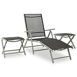 vidaXL Salon de jardin 3 pcs textilène et aluminium argenté