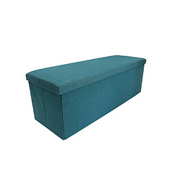 Mobili Rebecca Repose-Pieds Pouf Banc de Rangement Coton Turquoise 38x110x38