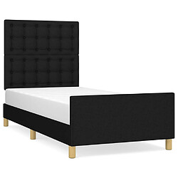 vidaXL Cadre de lit sans matelas avec tête de lit noir 80x200 cm tissu