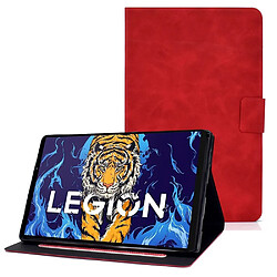 Etui en PU anti-chute avec support et porte-carte pour votre Lenovo Legion Y700 TB-9707F - rouge