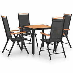 Salle à manger de jardin 5 pcs,Table et chaise à dîner aluminium noir -MN49543