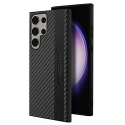 AMG Coque pour Samsung Galaxy S23 Ultra Bi-matière Effet Carbone Noir