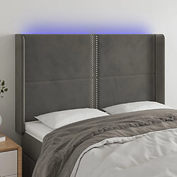 vidaXL Tête de lit à LED Gris foncé 147x16x118/128 cm Velours