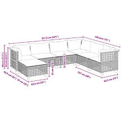 vidaXL Salon de jardin avec coussins 7 pcs gris résine tressée pas cher