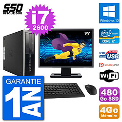 PC HP Compaq Pro 6300 SFF Ecran 19" i7-2600 RAM 4Go SSD 480Go Windows 10 Wifi - Occasion