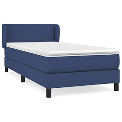 vidaXL Sommier à lattes de lit avec matelas Bleu 90x190 cm Tissu