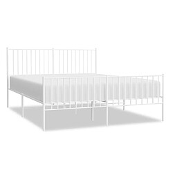 Maison Chic Lit adulte - Lit simple Cadre de lit métal avec tête de lit/pied de lit,Structure du lit Contemporain pour chambre blanc 160x200cm -MN28204