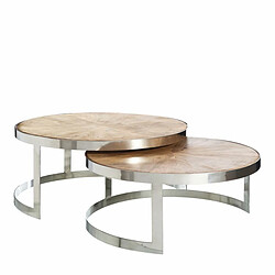 BigBuy Home Table Basse Argenté Naturel 100 x 100 x 45 cm (2 Unités)