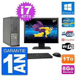 PC Dell Optiplex 3020 SFF Ecran 27" i7-4770 RAM 8Go Disque 1To Windows 10 Wifi - Occasion