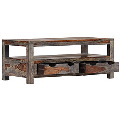 Avis Maison Chic Table basse pour salon | Table à café Gris 100 x 50 x 40 cm Bois de Sesham massif -GKD17115