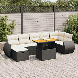 vidaXL Salon de jardin 5 pcs avec coussins noir résine tressée acacia