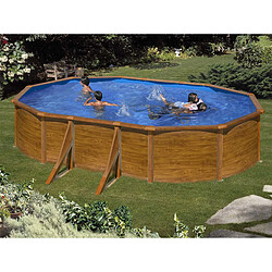 Piscine acier aspect bois Sicilia ovale 5,27 x 3,27 x 1,22 m - Gré