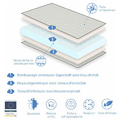 Avis Dormalit Matelas Bébé ADA 60X120 Epaisseur 10 CM - Noyau mousse perforée