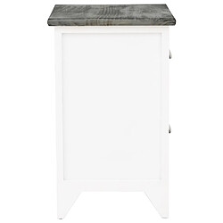 Maison Chic Table de chevet,Table de Nuit,Meuble de Rangement Gris et blanc 38x28x45 cm Bois de Paulownia pas cher