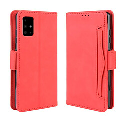 Etui en PU avec support et plusieurs porte-cartes rouge pour votre Samsung Galaxy A51 5G SM-A516